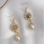 Faux Pearl Dangle Earrings 1 Pair - Gold - One Size