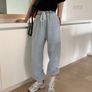 Harem Drawstring Jeans As Shown In Figure - One Size