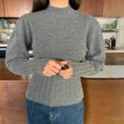 Mock-neck Mutton-sleeve Sweater