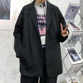 Long-sleeve Plain Single-breasted Blazer