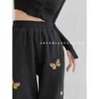 Butterfly-embroidered Loose Jogger Pants