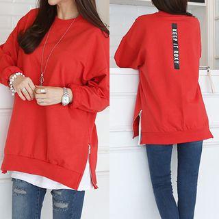 Zip-detail Printed Pullover