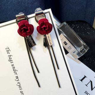 Rose Alloy Fringed Earring 1 Pair - Red - One Size