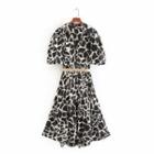 Short-sleeve Animal Print Midi Shirtdress