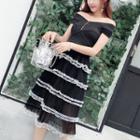 Off-shoulder Short-sleeve Tiered Dress