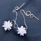 925 Sterling Silver Crystal Flower Threader Earrings