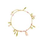 Fashion And Elegant Plated Gold Enamel Lily Of The Valley Flower Bracelet With Imitation Pearls Golden - One Size