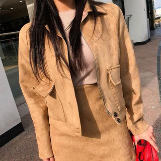 Faux-suede Blouson Jacket