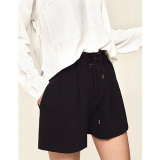 Pintuck-detail Shorts With Cord