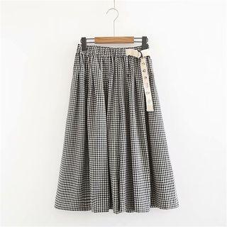 Gingham Midi A-line Skorts As Shown In Figure - One Size