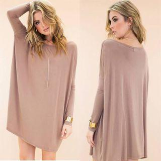 Plain Long-sleeve Long T-shirt