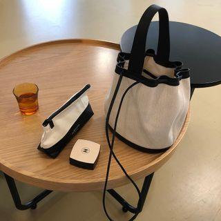 Contrast Color Top Handle Bucket Bag White - One Size