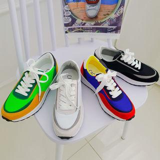 Contrast-panel Lace-up Sneakers