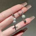 Star Faux Pearl Asymmetrical Alloy Dangle Earring 1 Pair - Earrings - Silver - One Size
