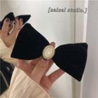 Velvet Bow Hair Barrette Black - One Size