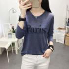Rhinestone Lettering Long-sleeve T-shirt