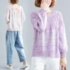 Plain Round-neck Lantern-sleeve Sweater
