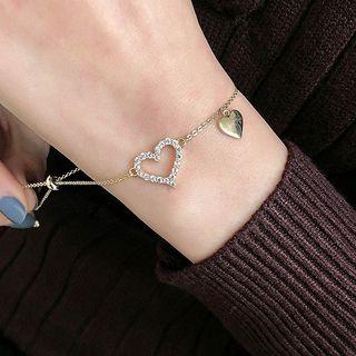 Rhinestone Cutout Heart Dangle Accent Bracelet