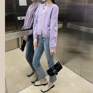 Plain Cardigan / Straight Leg Jeans / Set