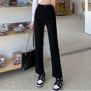 High-waist Loose Fit Straight Leg Denim Pants