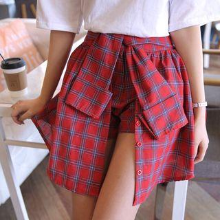 Layered Check A-line Skirt