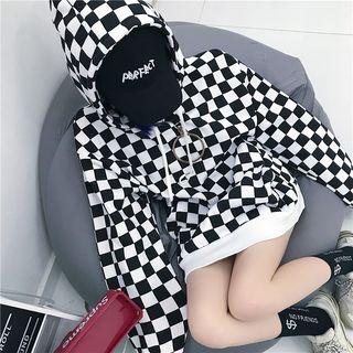 Check Hoodie Plaid - Black & White - One Size