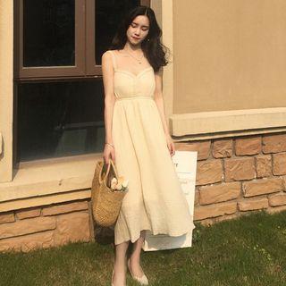 Spaghetti Strap Midi A-line Dress Almond - One Size
