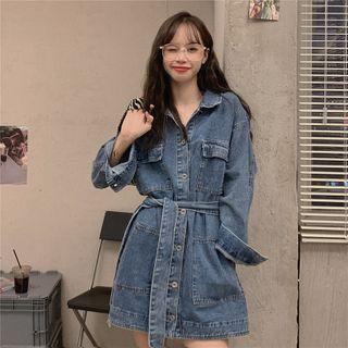 Button-up Denim Long Jacket