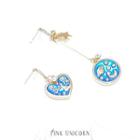 Non-matching Alloy Planet & Heart Dangle Earring 1 Pair - Earrings - One Size