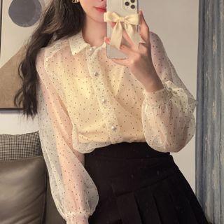 Set: Camisole + Dotted Shirt Light Yellow - One Size