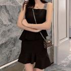 Ruffle Spaghetti Strap Mini Sheath Dress