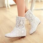 Hidden Wedge Perforated Short Boots