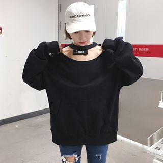 Long-sleeve Cutout Embroidery Pullover