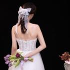 Ribbon Faux Pearl Hair Clip White - One Size