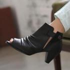 Genuine Leather Cutout Pumps