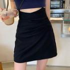High-waist Ruched A-line Bodycon Skirt