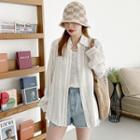 Plus Size Stripe Long-sleeve Shirt