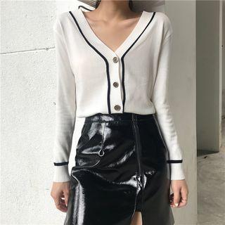V-neck Long-sleeve Knit Light Jacket