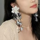 Floral Accent Tassel Earring As Shown In Figure - One Size