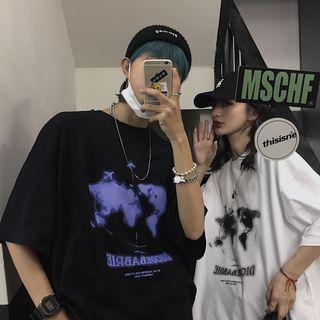Couple Matching Earth Print Short-sleeve T-shirt