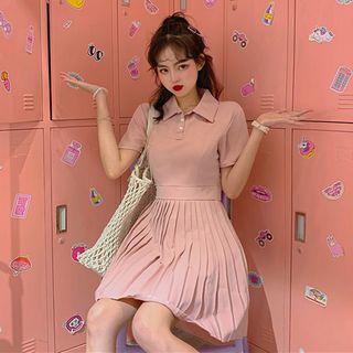 Short-sleeve Polo Shirt Pleated Dress