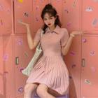 Short-sleeve Polo Shirt Pleated Dress