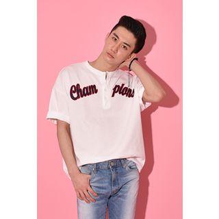 Short-sleeve Lettering Henley