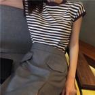 Plain Short-sleeve T-shirt / High-waist Pencil Skirt