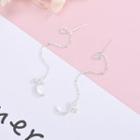 925 Sterling Silver Moon Dangle Earring 1 Pair - Es1028 - Silver - One Size
