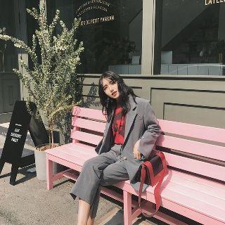 Set: Beaded Blazer + Slim-fit Pants
