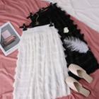 Layered Fringed A-line Skirt