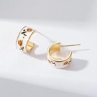 Flower Embossed Drop Earring 1 Pair - Gold - One Size