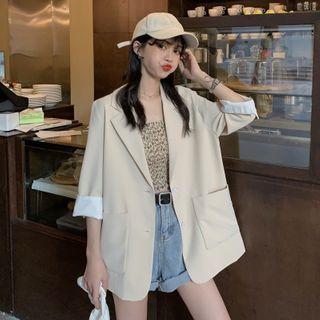 3/4-sleeve Blazer / Spaghetti Strap Smocked Top