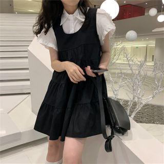Short-sleeve Plain Blouse / Jumper Dress